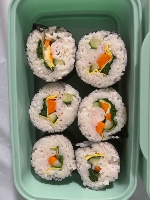 Kimbap rolled and cut