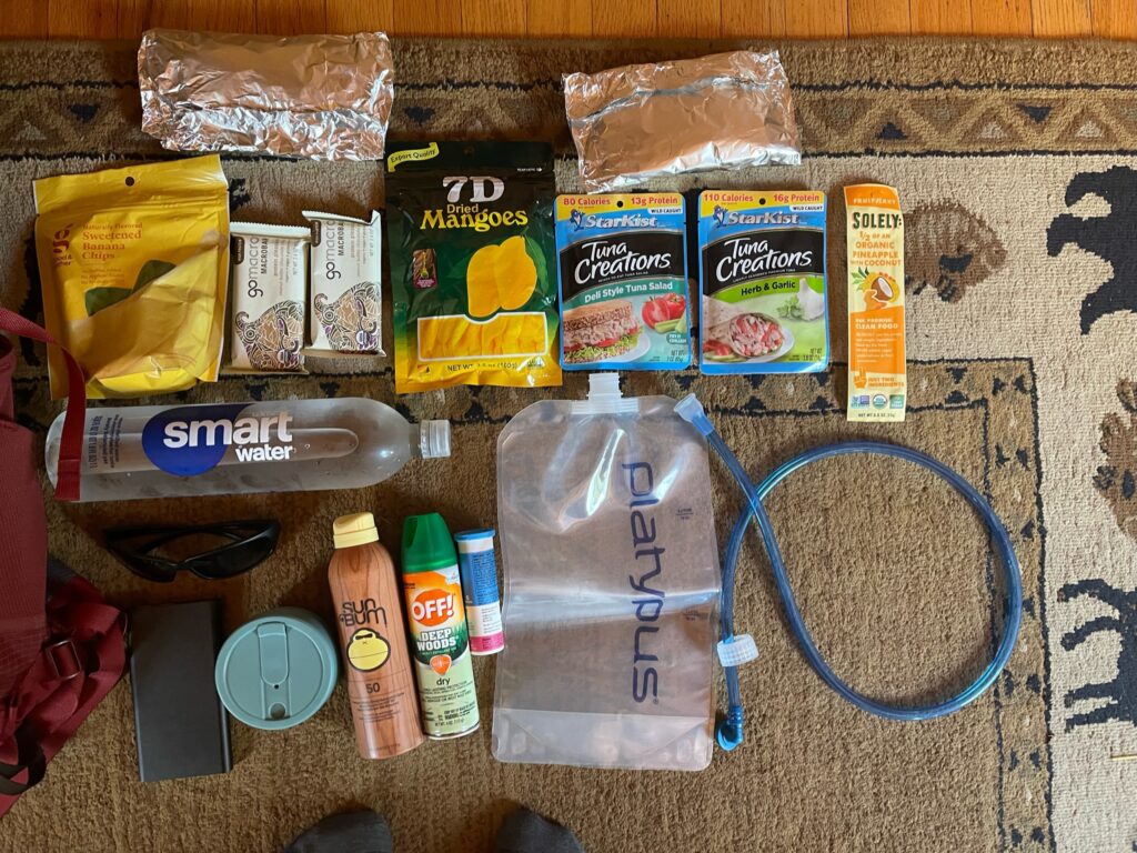 the items we packed for our hike